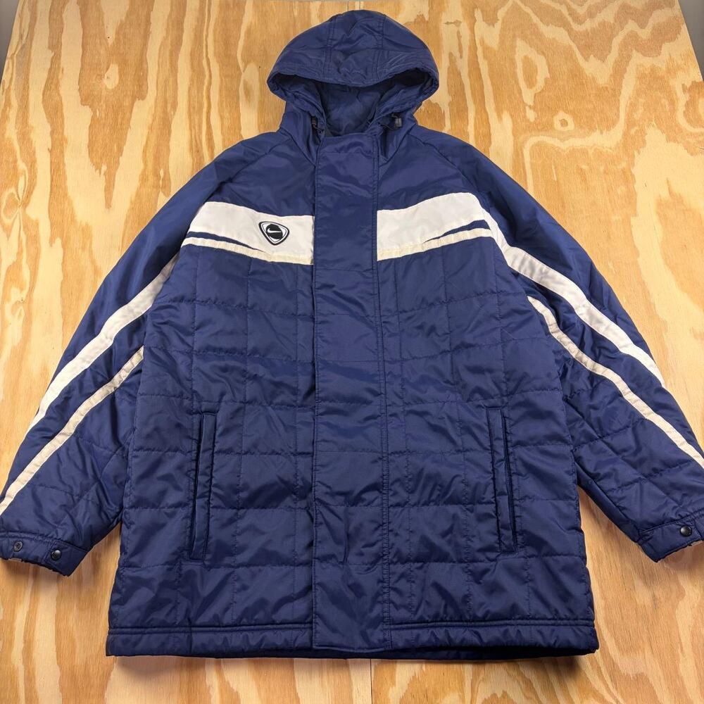 Vintage Y2K Nike Full-Zip Coat Jacket – Navy Blue/White – Men’s L